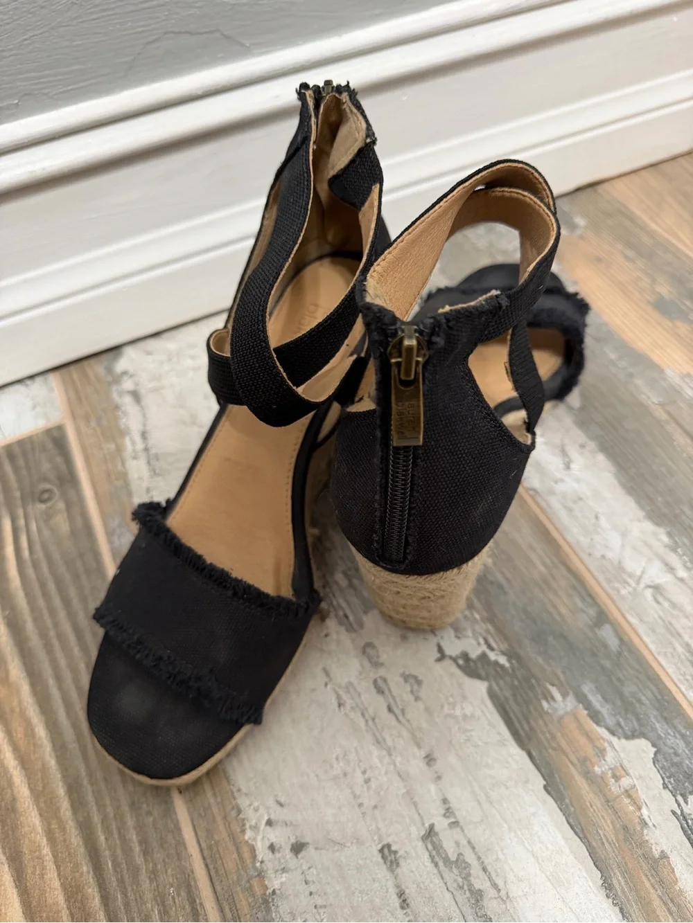 Black Espadrille Wedge Sandals - Casual Summer Heels
